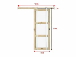 Sale Puerta corredera empotrada y 3 ventanas, L93 cm, Vidrio templado, ACOSTA II Puerta Corredera