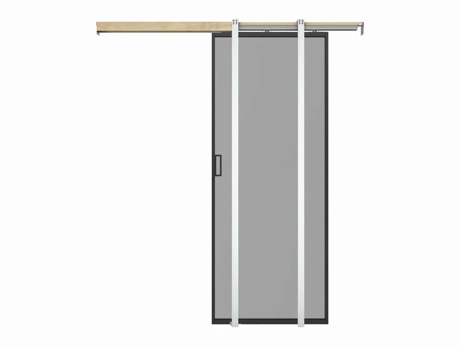 Vente-unique Puerta corredera empotrada - vidrio templado ahumado - Alt. 205 x L63 cm - LINCI II Negro