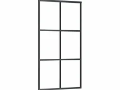 Puerta corredera ESG vidrio y aluminio negra 102x205 cm ES170789