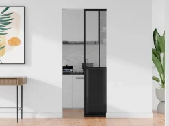 Vente-unique Puerta corredera estilo taller en sistema de empotrado, vidrio templado, Alt. 205 x Ancho 83 cm, ARTISTO II