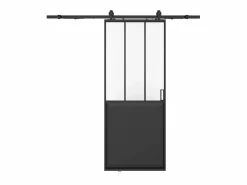 Outlet Puerta corredera estilo taller con riel, MDF y vidrio templado esmerilado, Alt. 205 x Ancho 93 cm, ARTISTO II Puerta Corredera