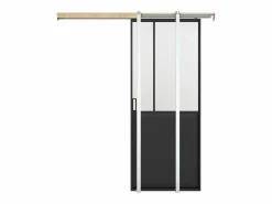 Sale Vente-unique Puerta corredera estilo taller en sistema de empotrado, cristal mate, Alt. 205 x Ancho 93 cm, ARTISTO II Negro