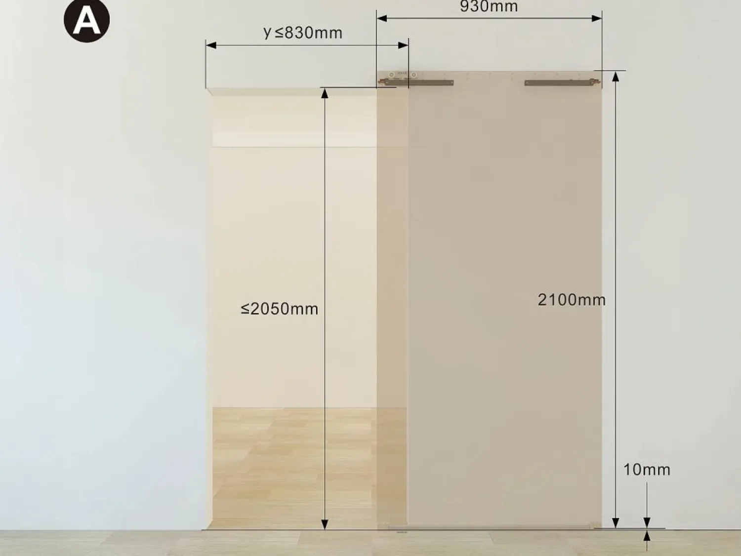 Vente-unique Puerta corredera invisible de madera y MDF - 93 x 210 cm - - SOMIRI Blanco
