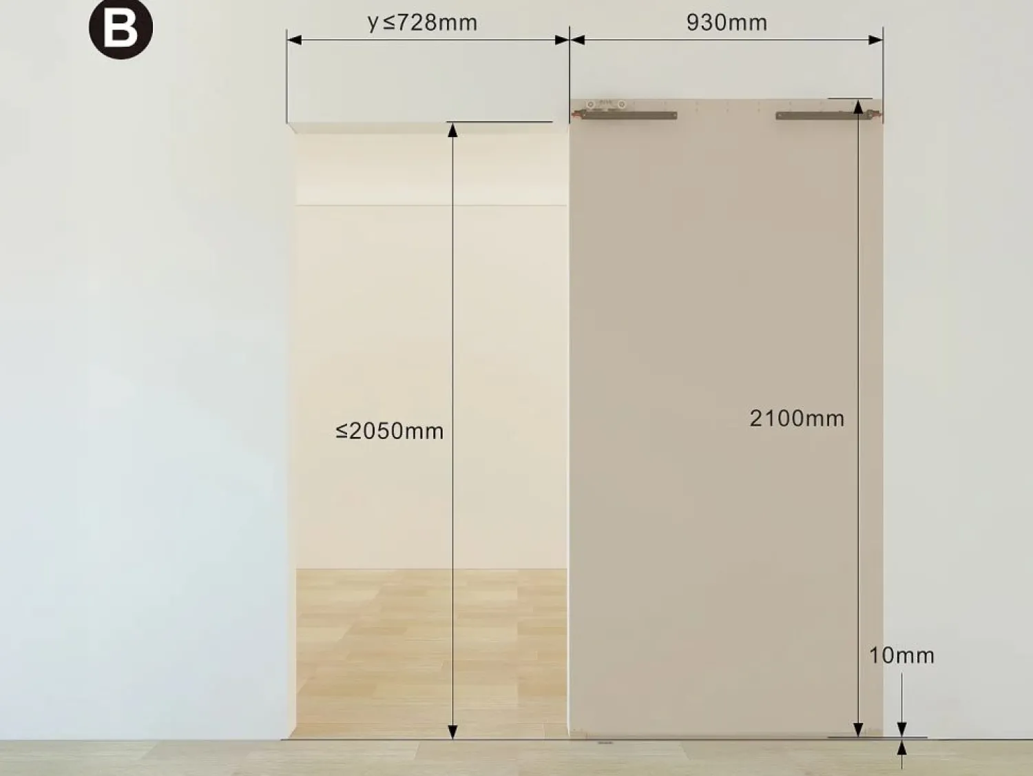 Vente-unique Puerta corredera invisible de madera y MDF - 93 x 210 cm - - SOMIRI Blanco