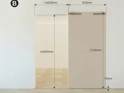 Discount Vente-unique Puerta corredera invisible en aluminio y cristal templado traslúcido - 93 x 210 cm - TORIPA Negro