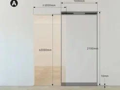 Hot Puerta corredera invisible de aluminio y cristal templado traslúcido - 103 x 210 cm - TORIPA Puerta Corredera