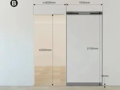 Hot Puerta corredera invisible de aluminio y cristal templado traslúcido - 103 x 210 cm - TORIPA Puerta Corredera