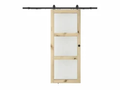 Vente-unique Puerta corredera sistema de aplique con 3 ventanas, L93 cm, Cristal templado, ACOSTA II