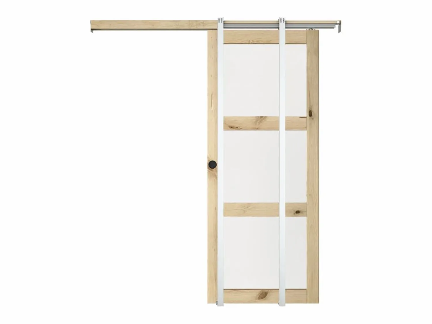 Vente-unique Puerta corredera sistema de empotrar con 3 ventanas, L63 cm, Vidrio templado, ACOSTA II Color natural claro