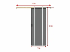 Vente-unique Puerta corredera sistema de empotramiento - vidrio templado ahumado - Alt. 205 x Ancho 73 cm - LINCI II