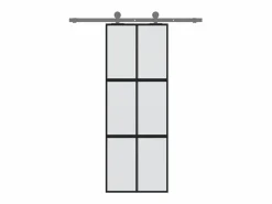 Online Puerta corredera vidrio templado y aluminio negra 76x205 cm ES289940 Puerta Corredera