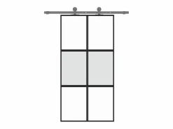 Puerta corredera vidrio templado y aluminio negra 102,5x205 cm ES354243