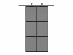 Puerta corredera vidrio templado y aluminio negra 102,5x205 cm ES535337