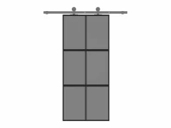 Puerta corredera vidrio templado y aluminio negra 90x205 cm ES273424