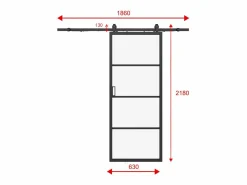 Vente-unique Puerta corredera vista aluminio y vidrio transparente - Alt. 205 x L63 cm - SINCA II Negro