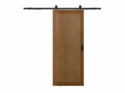 Clearance Vente-unique Puerta corredera vista en MDF y madera natural oscura - H205 x L93 cm - SANDORA Color natural oscuro