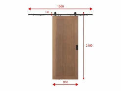 Clearance Vente-unique Puerta corredera vista en MDF y madera natural oscura - H205 x L93 cm - SANDORA Color natural oscuro