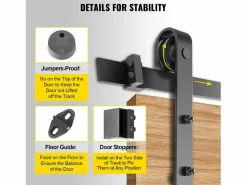New Puerta Corrediza SucceBuy Kit de Herrajes para Puertas de Granero de Acero al Carbono de 11 Pies para Puertas Dobles Negro