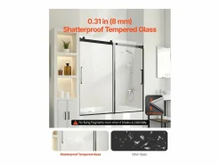 Puerta de Bañera SucceBuy, Deslizante Sin Marco, 142 a 152 cm Ancho x 152 cm Alto, de Vidrio para Baño Transparente