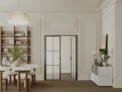 Clearance Vente-unique Puerta de doble hoja - aluminio, vidrio esmerilado - - 2 x Alt. 204 x L83 cm - SEROTO Negro