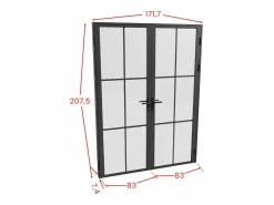 Clearance Vente-unique Puerta de doble hoja - aluminio, vidrio esmerilado - - 2 x Alt. 204 x L83 cm - SEROTO Negro