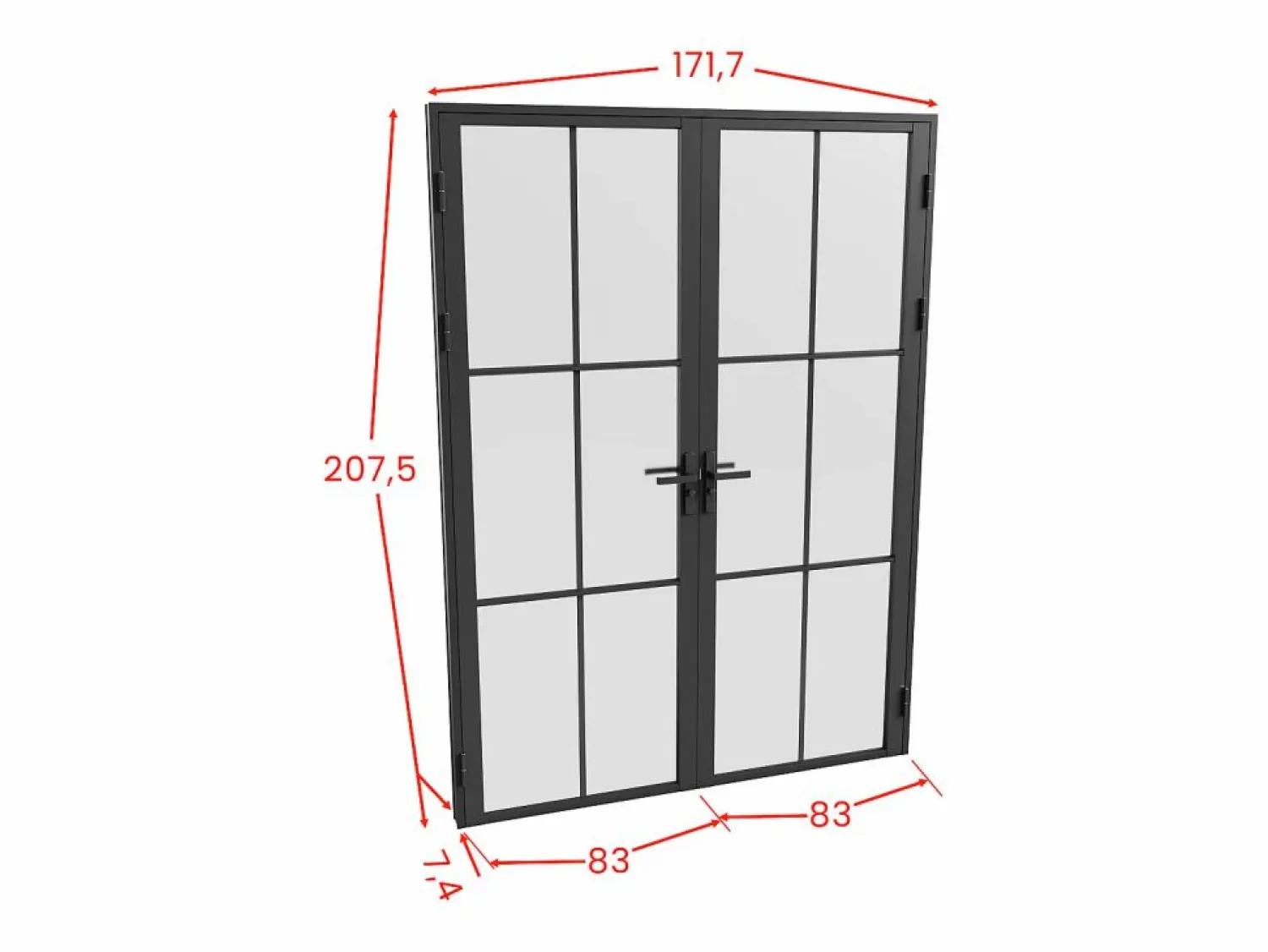 Clearance Vente-unique Puerta de doble hoja - aluminio, vidrio esmerilado - - 2 x Alt. 204 x L83 cm - SEROTO Negro