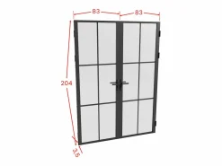 Clearance Vente-unique Puerta de doble hoja - aluminio, vidrio esmerilado - - 2 x Alt. 204 x L83 cm - SEROTO Negro