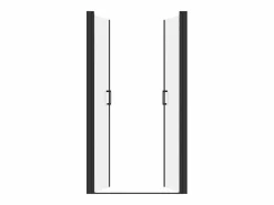 Clearance Puerta de ducha batiente mate, 90 x 195 x 1,92 cm, vidrio y metal, SARASOTA Mampara De Ducha