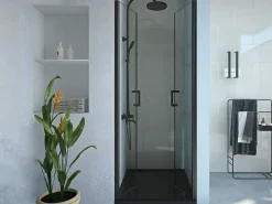 Shower & Design Puerta de ducha batiente mate, 80 x 195 x 1.92 cm, cristal y metal, SARASOTA