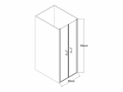 Shower & Design Puerta de ducha batiente mate, 80 x 195 x 1.92 cm, cristal y metal, SARASOTA