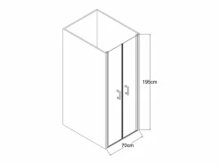 Shower & Design Puerta de ducha batiente mate, 70 x 195 x 1.92 cm, cristal y metal, SARASOTA