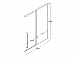 New Puerta de ducha corredera, 120 cm, color metalizado, COVINGTON Mampara De Ducha
