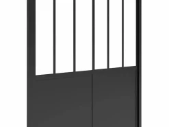Shower & Design Puerta de ducha corredera mate estilo taller, 140 x 195 cm, URBANIK