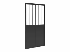 Clearance Puerta de ducha corredera negra estilo atelier, mampara de ducha, 100 x 195 cm, URBANIK Mampara De Ducha