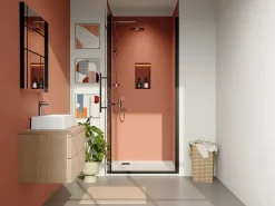 Clearance Puerta de ducha pivotante de metal mate - Cristal antical - 80 x 195 cm - FIORENI Mampara De Ducha