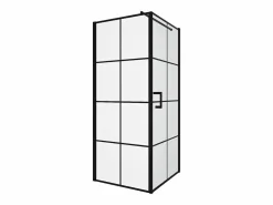 Shower & Design Puerta de ducha serigrafiada pivotante con mampara fija mate, 80 x 190 cm, CAPARICA