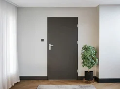 Outlet Vente-unique Puerta de entrada de acero macizo e inoxidable Alt.207 x An. 100 cm antracita Apertura izquierda - LUSADA Gris antracita