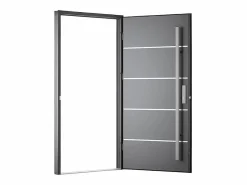 Outlet Vente-unique Puerta de entrada de acero macizo e inoxidable Alt.207 x An. 100 cm antracita Apertura izquierda - LUSADA Gris antracita