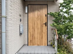 Vente-unique Puerta de entrada de acero macizo H.207 x l.100 cm acabado roble apertura izquierda AGUEDA
