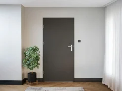 Vente-unique Puerta de entrada de acero macizo e inoxidable Alt.207 x An. 100 cm antracita Apertura derecha - LUSADA