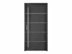 Vente-unique Puerta de entrada de acero macizo e inoxidable Alt.207 x An. 100 cm antracita Apertura derecha - LUSADA