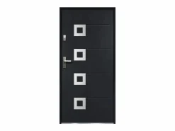 Sale Puerta de entrada de acero con detalles en acero inoxidable, Al. 207 x An. 100 cm, antracita, apertura a la derecha, TIFANA Puerta De Entrada