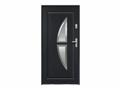 Hot Puerta de entrada de acero acristalada con inox Alt. 207 x Ancho 100 cm antracita se abre hacia la izquierda COVAS Puerta De Entrada