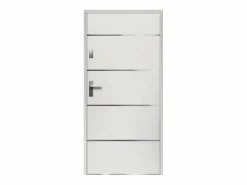 Vente-unique Puerta de entrada de acero y inox Alt. 207 x Ancho 100 cm abre a la derecha NAXARA