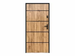 Best Vente-unique Puerta de entrada de acero y inox Alt. 207 x Ancho 100 cm efecto roble abre a la izquierda NAXARA Color natural claro