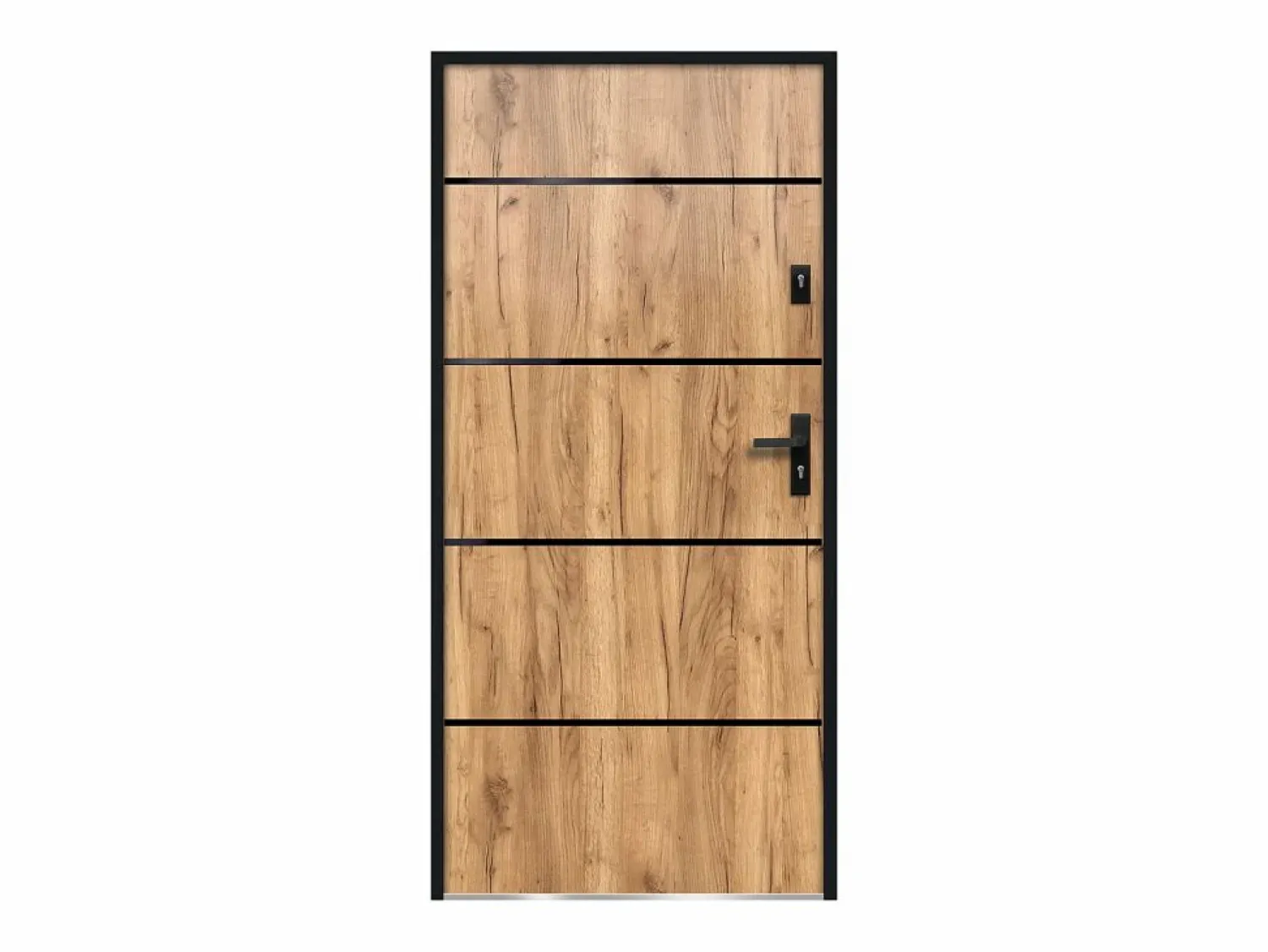 Best Vente-unique Puerta de entrada de acero y inox Alt. 207 x Ancho 100 cm efecto roble abre a la izquierda NAXARA Color natural claro
