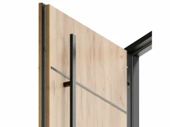 Outlet Vente-unique Puerta de entrada de acero macizo e inoxidable Alt.207 x An. 100 cm efecto roble Apertura derecha - LUSADA Color natural claro