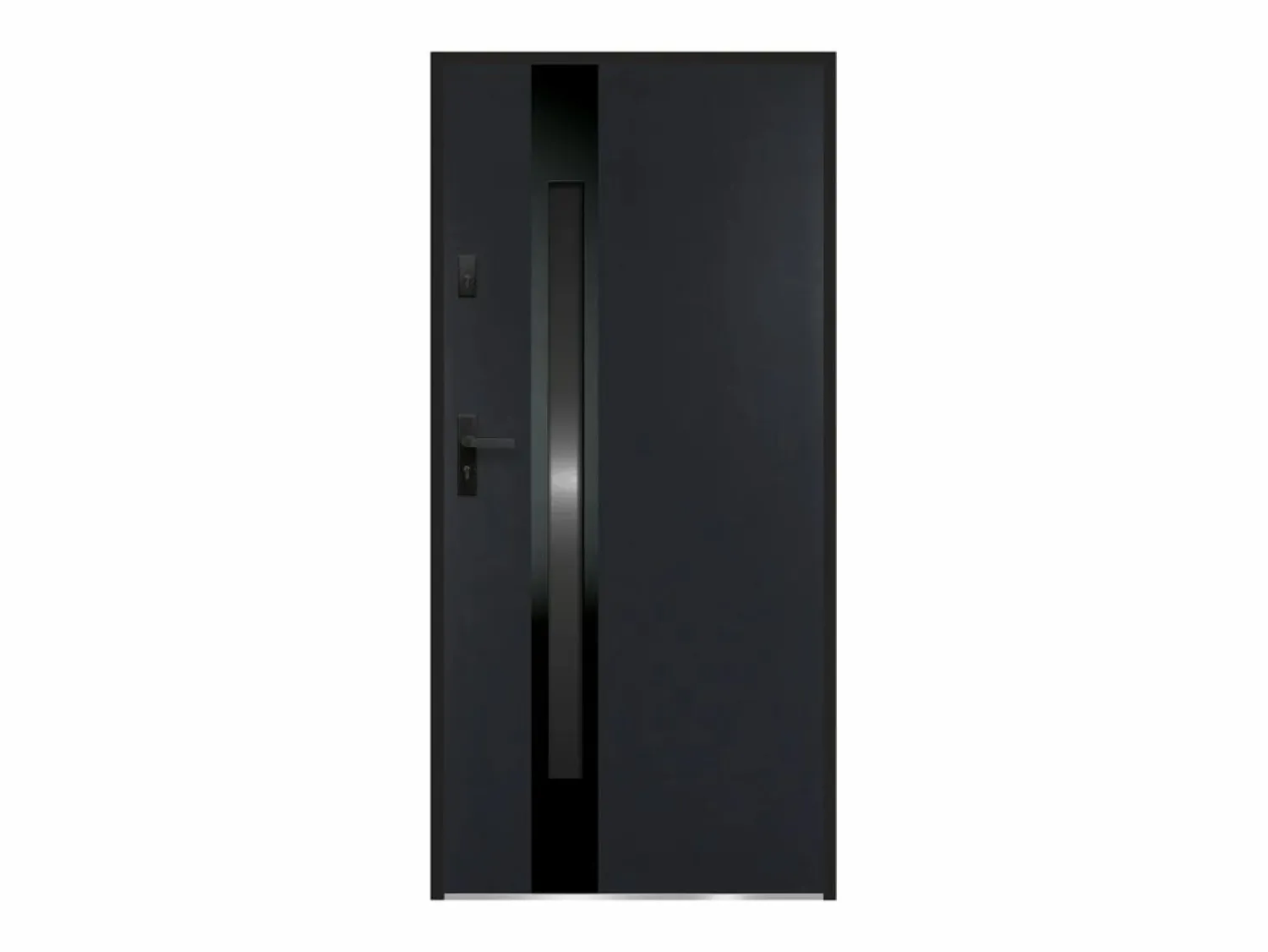 Vente-unique Puerta de entrada de acero y acero inoxidable Alt. 207 x L100 cm antracita ahumado apertura derecha BRAGA