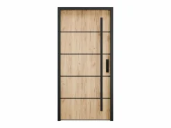 Vente-unique Puerta de entrada de acero macizo e inoxidable Alt.207 x An. 100 cm efecto roble Apertura izquierda, LUSADA