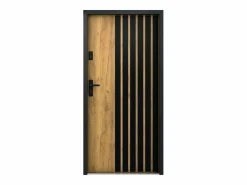 Sale Puerta de entrada de acero Alt. 207 x L100 cm - Madera y negro - apertura hacia la derecha - COBRITA Puerta De Entrada